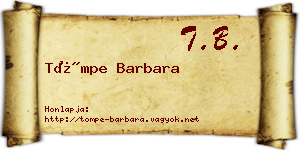 Tömpe Barbara névjegykártya